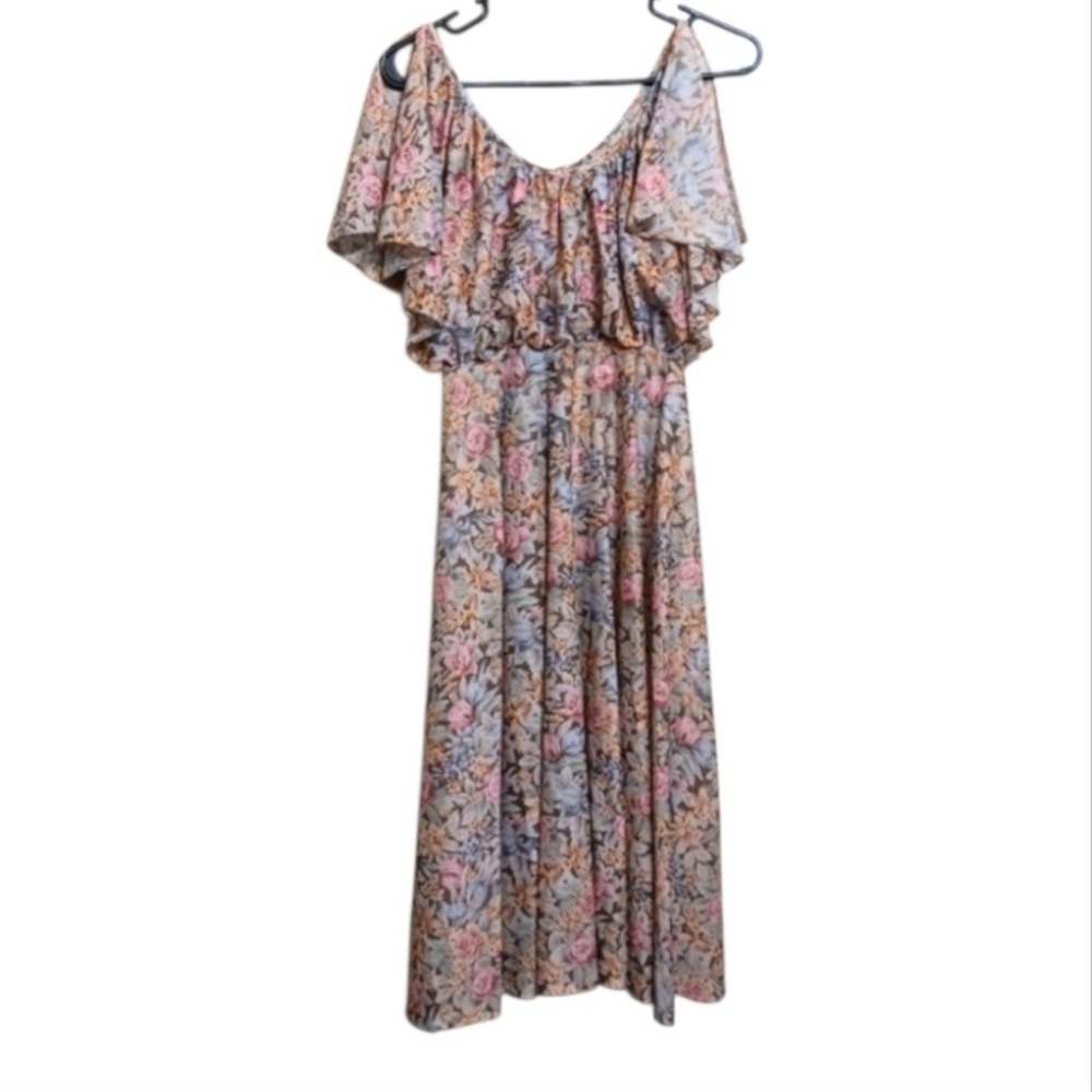 Young Edwardian by Arpejo Vintage Floral Split Sleeve Midi Dress